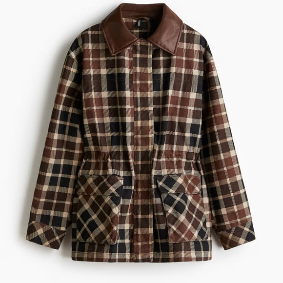 H&M coated collar twill plaid jacket - Picture 6 of 10